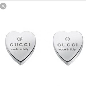 Authentic Gucci silver heart stud earrings